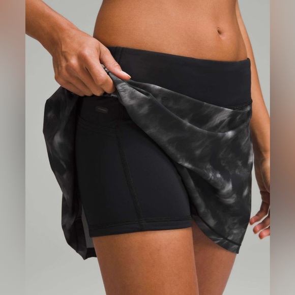 Lululemon Pace Rival Mid-Rise Long Skirt Motion Vista Black Multi Size 8 - Picture 7 of 10